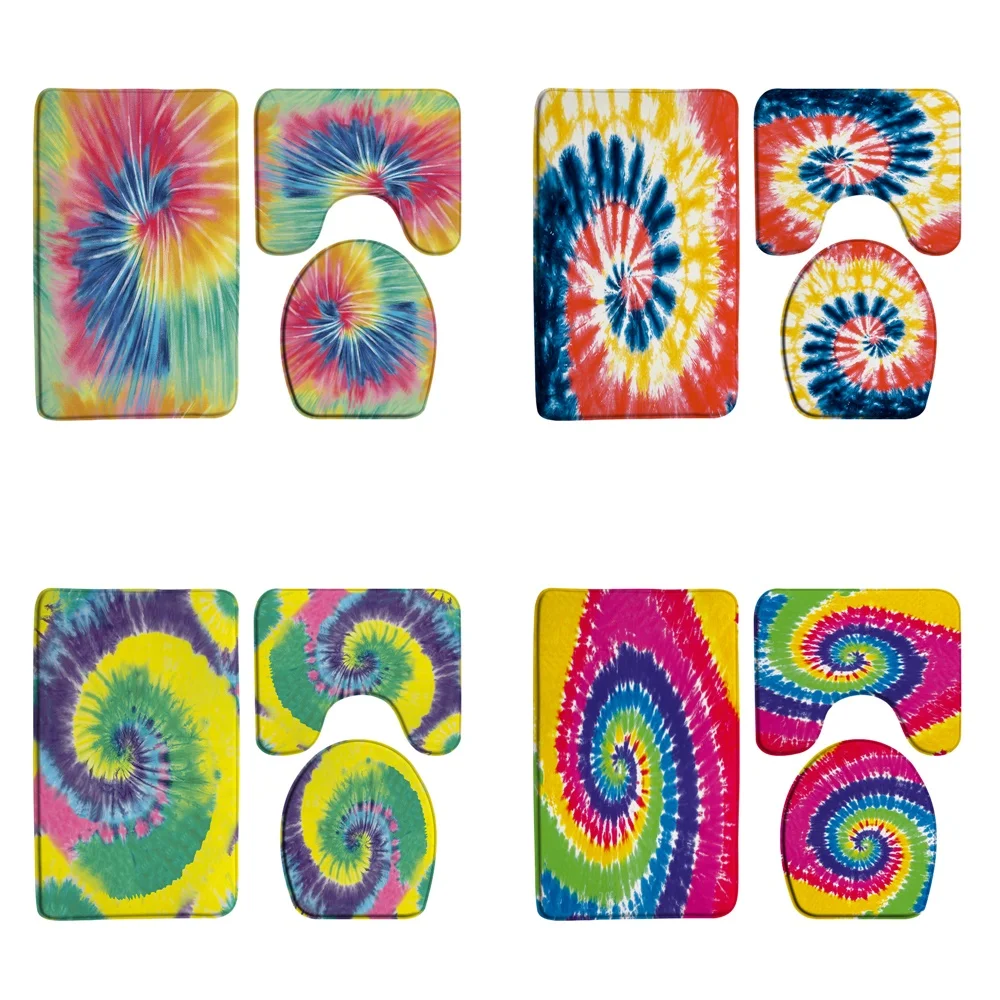 Tie Dye Colorful Bathroom Mat Toilet Set 3Pcs Rainbow Spiral Soft Absorbent Flannel Anti-Slip U Shape Bath Rug Toilet Lid Cover
Tie Dye Colorful Bathroom Mat Toilet Set 3Pcs Rainbow Spiral Soft Absorbent Flannel Anti-Slip U Shape Bath Rug Toilet Lid Cover