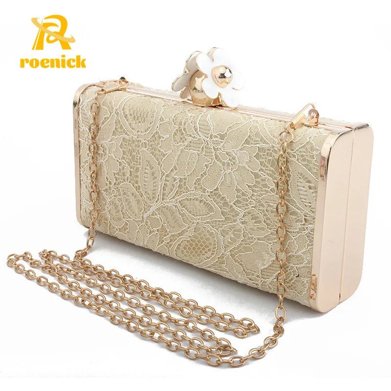 

ROENICK Women's Lace Evening Clutch Dinner Banquet Female Chain Shoulder Crossbody Handbags Club Party Cosmetic Phone Totes Bags