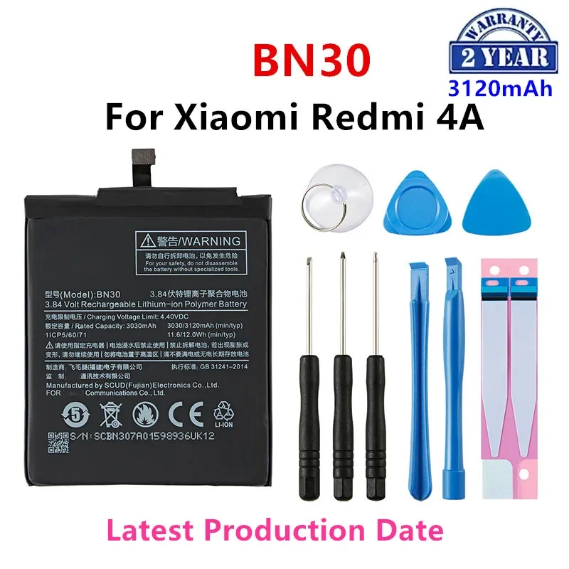 100% Orginal BN30 3120mAh Battery For Xiaomi Redmi 4A Redmi4A BN30 High Quality Phone Replacement Batteries +Tools
100% Orginal BN30 3120mAh Battery For Xiaomi Redmi 4A Redmi4A BN30 High Quality Phone Replacement Batteries +Tools