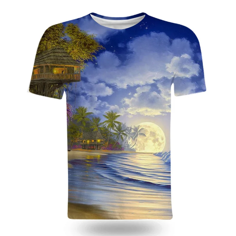 

Hawaiian Men's T-Shirt For Men Seaview Scenery 3D Printed T Shirt Summer Top Short Sleeve Clothes Casual Tee Shirt Streetwear