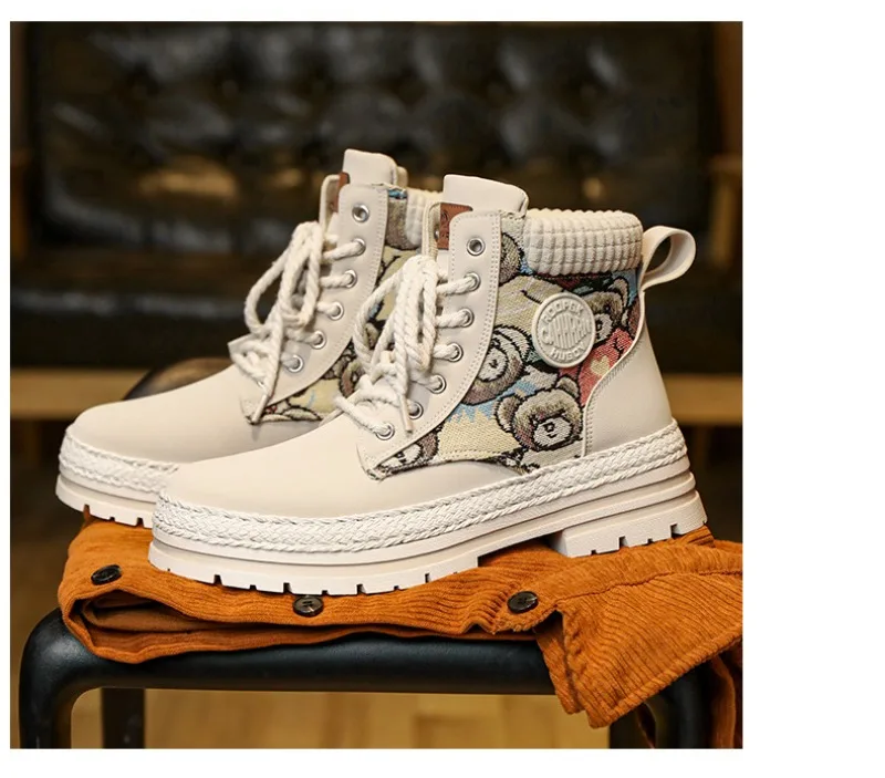 Men High Top Boots Fad Trend Outdoor Comfort Ankle Boot for Men Lace-Up Boot Retro British Style Tooling Boots Botas Para Hombre Men High Top Boots Fad Trend Outdoor Comfort Ankle Boot for Men Lace-Up Boot Retro British Style Tooling Boots Botas Para Hombre