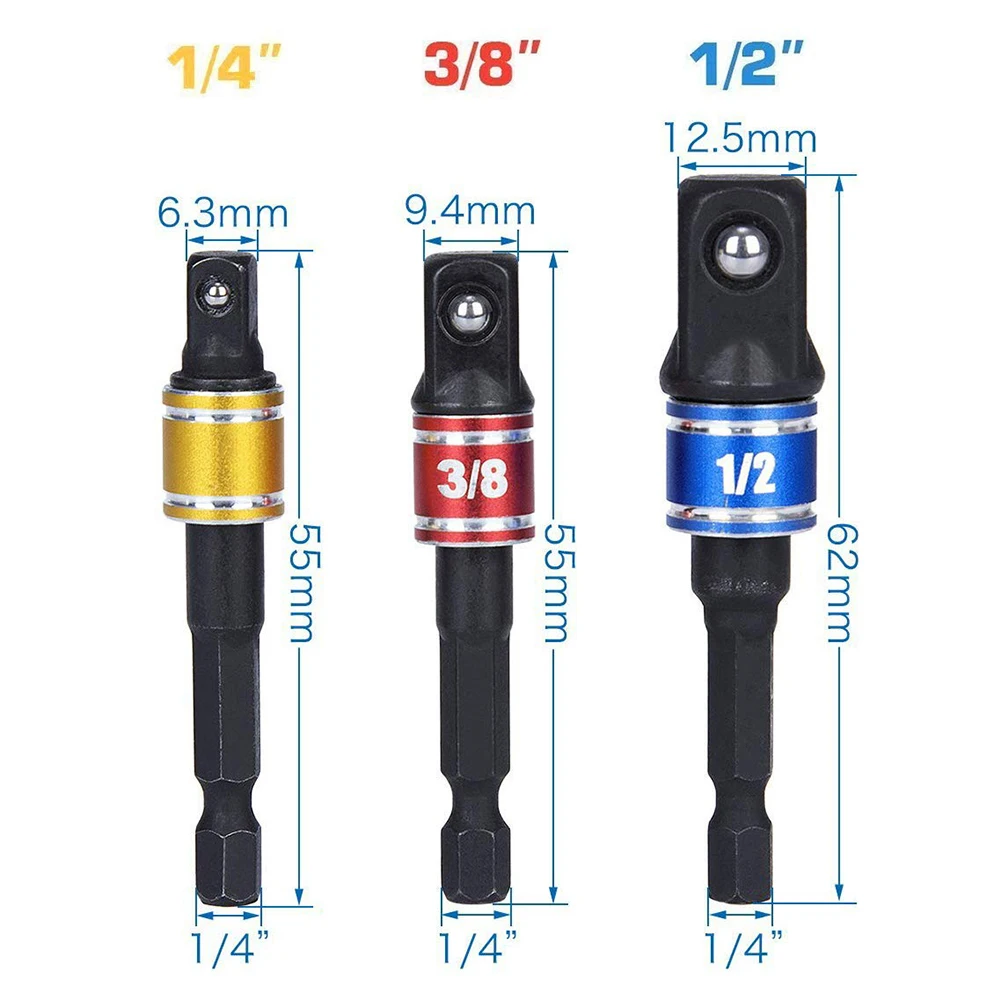 Drill Socket Adapter Impact Driver With Hex Shank Extension Bar 1/4 3/8 1/2 Screwdriver Holder Drill Nut Attachment Power Tool
Drill Socket Adapter Impact Driver With Hex Shank Extension Bar 1/4 3/8 1/2 Screwdriver Holder Drill Nut Attachment Power Tool