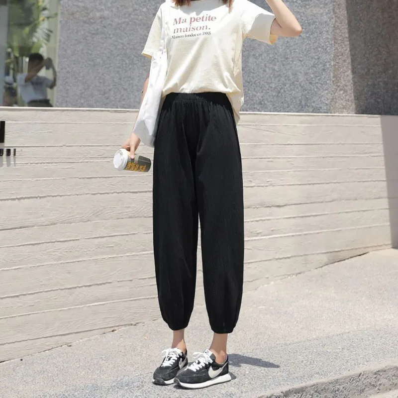 Women Casual Loose Cozy Harem Pants for 2026 New Summer Elastic Waist Beach Linen Pants Solid Color All-match Lantern Trousers 53 S0afee74426db4af09e31fd2cf1003bd1c