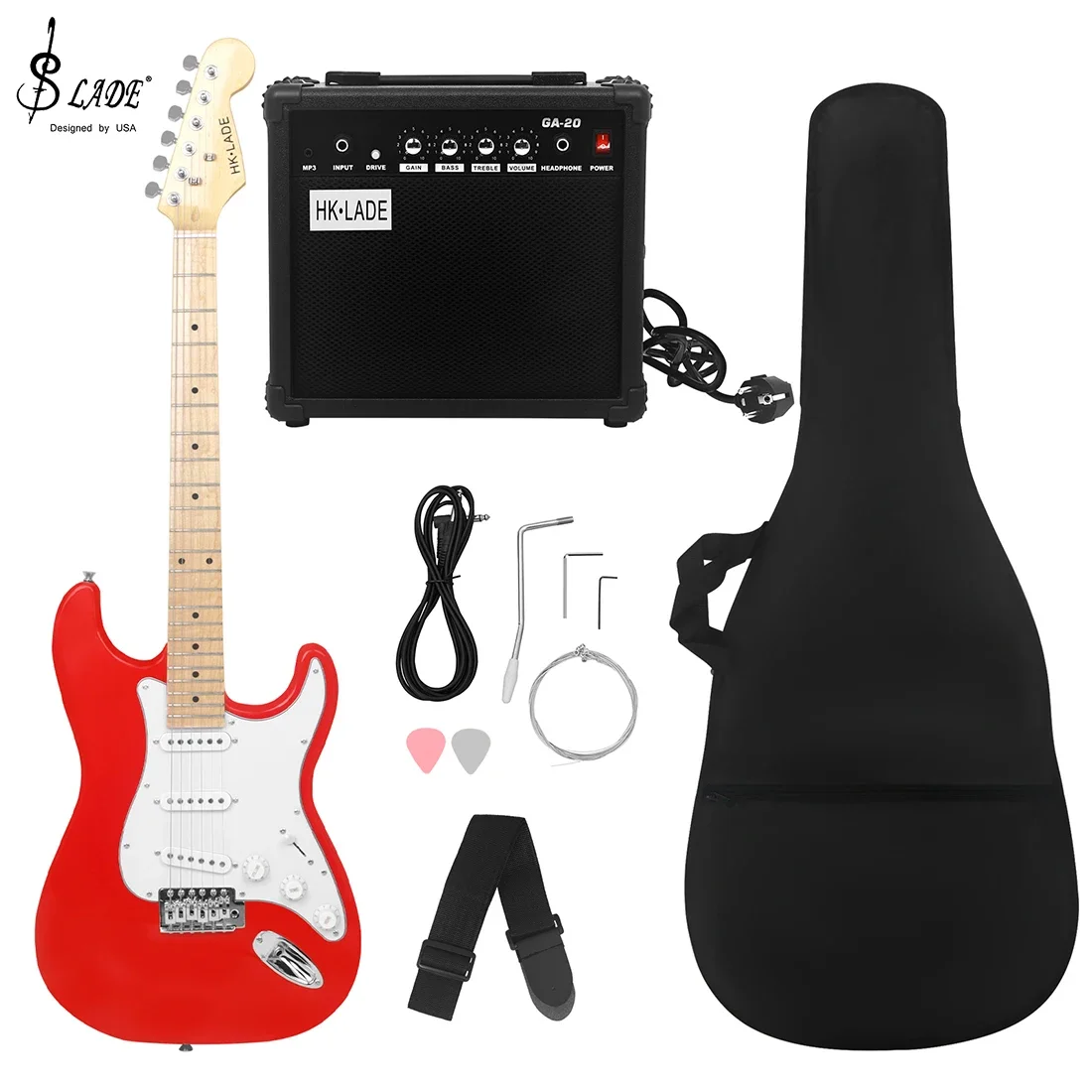 SLADE New 39 Inches Electric Guitar 6 Strings 22 Frets ST Electric Guitar Set Maple Fingerboards Electric Guitar with Amplifier
SLADE New 39 Inches Electric Guitar 6 Strings 22 Frets ST Electric Guitar Set Maple Fingerboards Electric Guitar with Amplifier