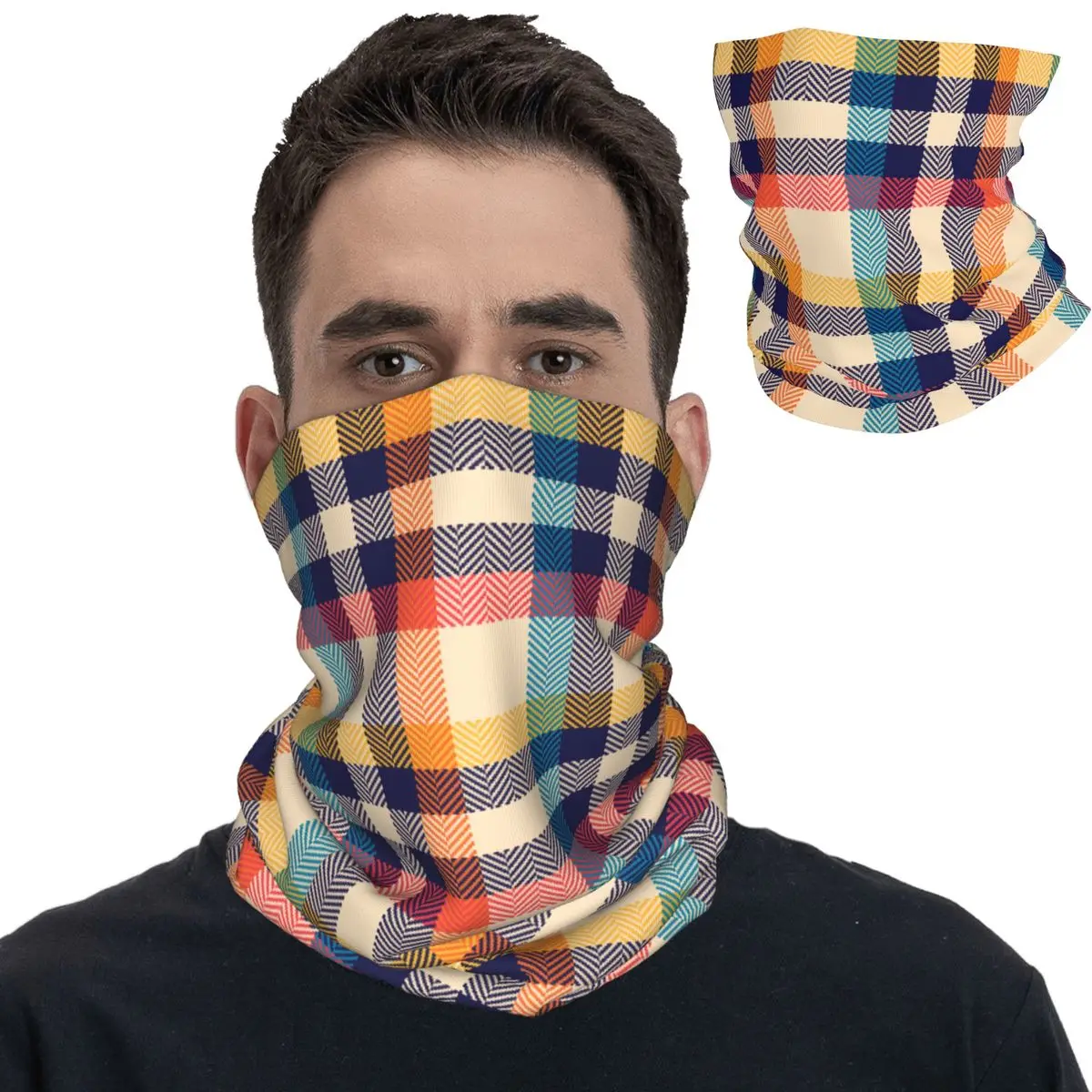 

Gingham Check Plaid Pattern Merch Bandana Herringbone Tartan Checkered Magic Scarf Riding Neck Cover Balaclava Unisex All Season