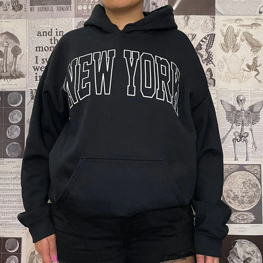 Женские толстовки с капюшоном New York, черные толстые флисовые теплые свободные толстовки с капюшоном, уличная мода Y2K, Осень-зима
Женские толстовки с капюшоном New York, черные толстые флисовые теплые свободные толстовки с капюшоном, уличная мода Y2K, Осень-зима