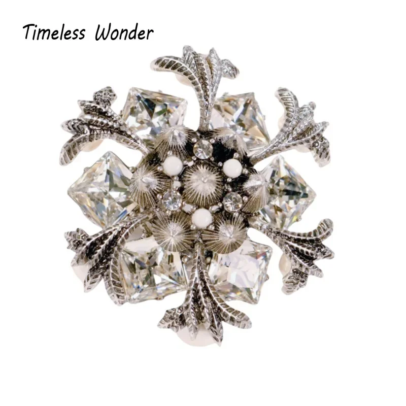

Timeless Wonder Fancy Zircon Geo Snowflake Brooch Pins for Women Designer Jewelry Goth Runway Trendy Rare Medieval Top 5387