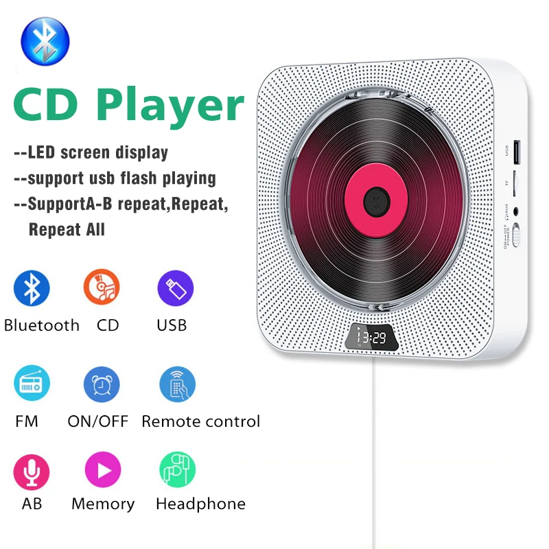 Q200 Wall Mountable CD Player Bluetooth CD Player for Home with LCD Display Remote Control Built-in HiFi Speakers FM Radio
Q200 Wall Mountable CD Player Bluetooth CD Player for Home with LCD Display Remote Control Built-in HiFi Speakers FM Radio