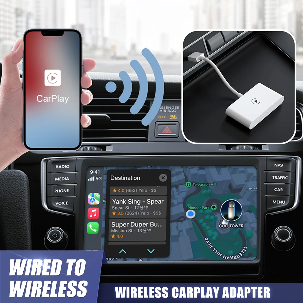 Wireless CarPlay Adapter Plug and Play Wired to Wireless Dongle for iPhone Apple CarPlay 2.4G&5G WiFi Auto Pairing OTA Upgrade
Wireless CarPlay Adapter Plug and Play Wired to Wireless Dongle for iPhone Apple CarPlay 2.4G&5G WiFi Auto Pairing OTA Upgrade