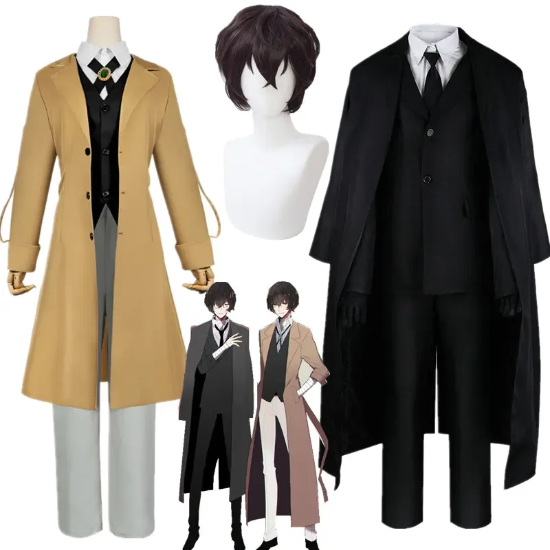 

Anime Bungo Stray Dogs Dazai Osamu Cosplay Costume Long Jacket Coat Trench Suits Outfit Uniform Halloween Christmas Clothes