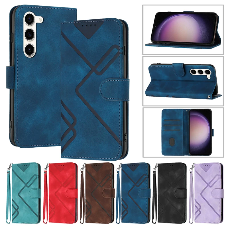 

Wallet With Bracelet Magnetic Flip Leather Case For Samsung S23 S22 Plus S21 Ultra S20 FE Note 20 10 5G A71 5G A54 53 5G A52 A31