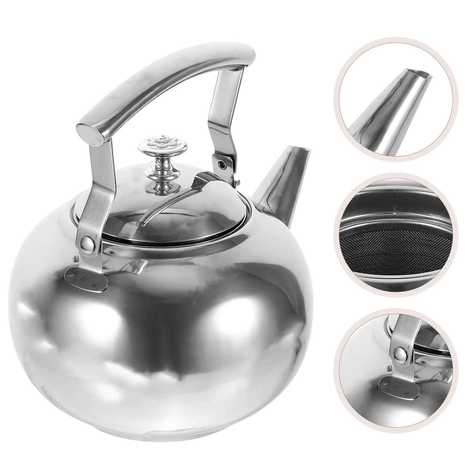 Pot Home Teakettle Metal Strainer Whistle Heating for Gas Stove Stainless Steel Make
Pot Home Teakettle Metal Strainer Whistle Heating for Gas Stove Stainless Steel Make