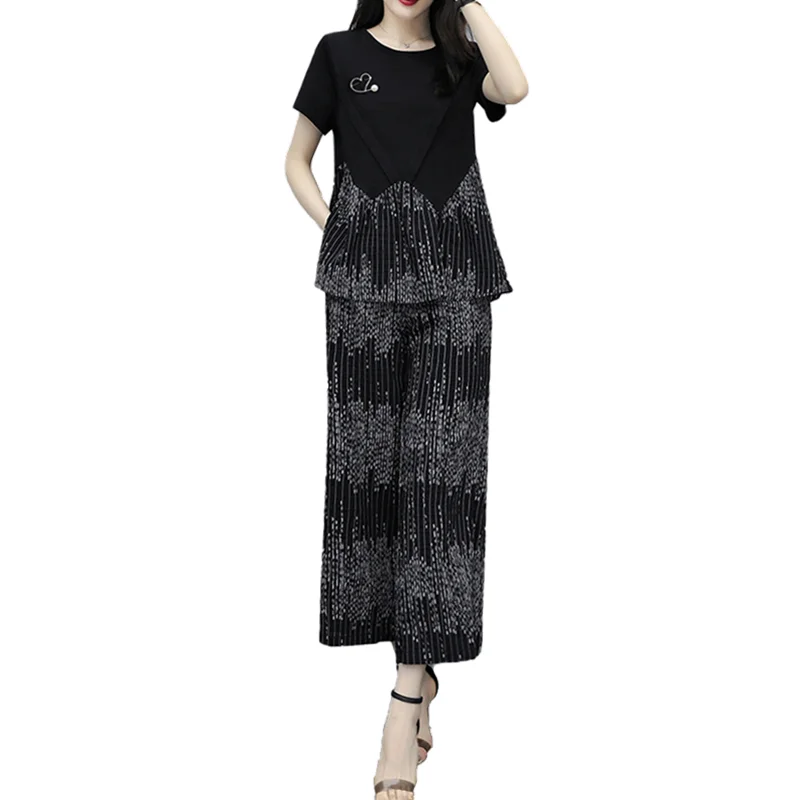 UHYTGF Casual Women Two Piece Set Striped Short Sleeve Tops And Striped Cropped Pants Fashion Loose size 2 Piece Set Women 743
UHYTGF Casual Women Two Piece Set Striped Short Sleeve Tops And Striped Cropped Pants Fashion Loose size 2 Piece Set Women 743