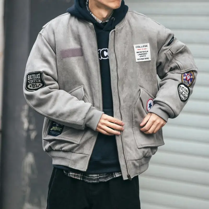 Autumn/winter MA1 Bomber Jacket Thick Cotton-padded Baseball Uniform Gray Parkas Men's Trend Labeling Military Padded Jacket
Autumn/winter MA1 Bomber Jacket Thick Cotton-padded Baseball Uniform Gray Parkas Men's Trend Labeling Military Padded Jacket