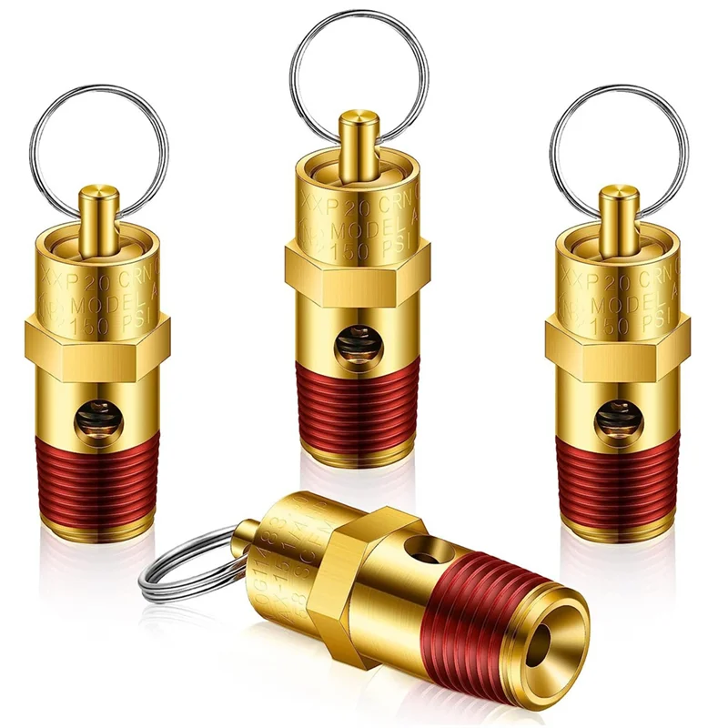 

4 Pieces 1/4 inch Male NPT Safety Valve Pressure Relief Valve Air Compressor Check Valve (150 Psi Set Pressure)