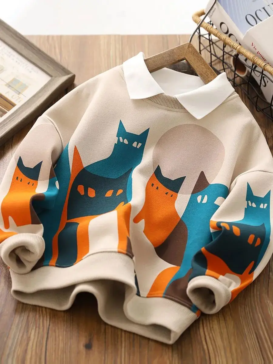 2024 Korean Spring Autumn School Boy Sweatshirt Elementary Boy Cartoon Cat Printed Pullover Top Junior Boy Casual Sport Shirt
2024 Korean Spring Autumn School Boy Sweatshirt Elementary Boy Cartoon Cat Printed Pullover Top Junior Boy Casual Sport Shirt