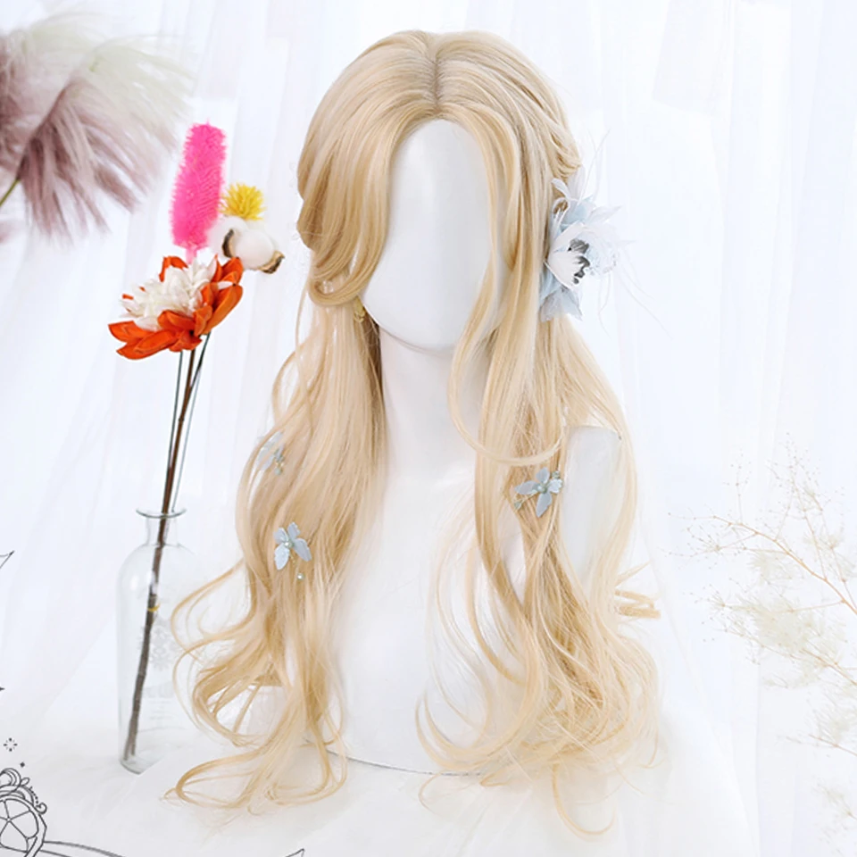 

HOUYAN Synthetic Long wavy hair without bangs female blonde Brown Cosplay Lolita wig Heat resistant wig