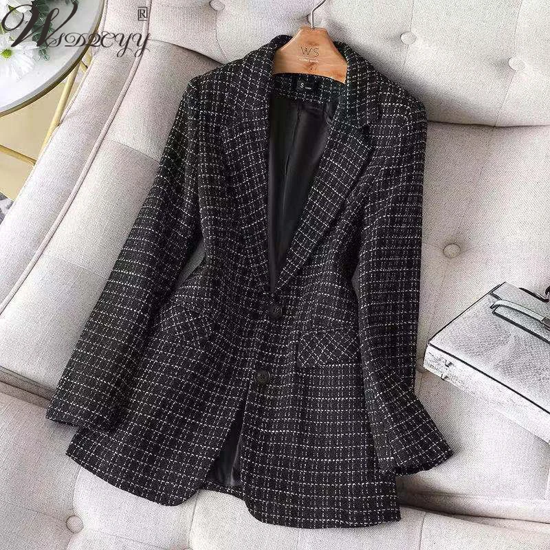 Women Plaid Suit Coat Spring Autumn Long Sleeve Suit Jacket Korean Style Ladies Office Designer Jacket Casual Loose Outwear 
Women Plaid Suit Coat Spring Autumn Long Sleeve Suit Jacket Korean Style Ladies Office Designer Jacket Casual Loose Outwear