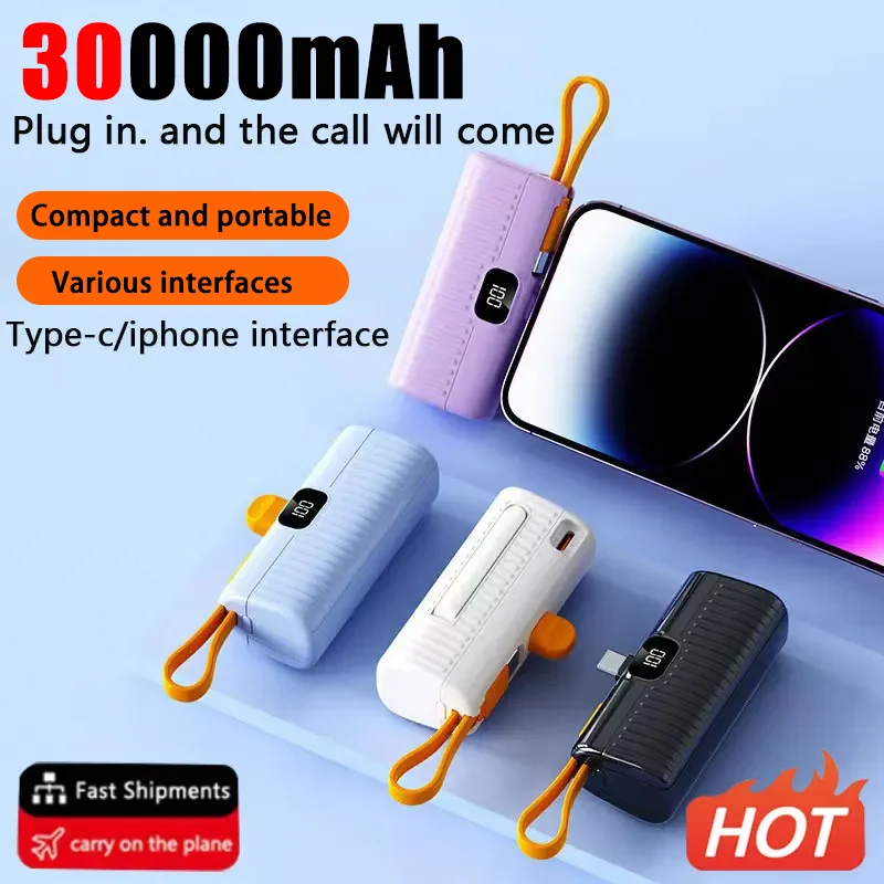 

30000mAh Mini Wireless Power Bank Large Capacity Super Fast Charging Portable Emergency External Battery For IPhone Samsung