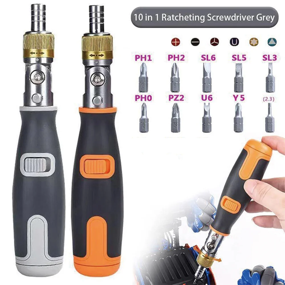 

10 In 1 Professional Screwdriver Sets Hand Tool Angle Ratchet Corner Screwdriver Sets Multi-Functional Screw Drivers With Bits