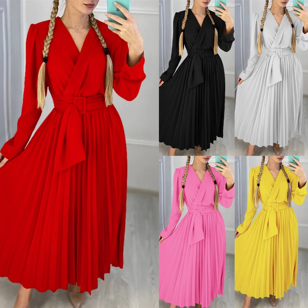 African Pleated Dresses for Women Summer Elegant African Half Sleeve V-Neck Polyester Solid Color Dress Dashiki African Clothes
African Pleated Dresses for Women Summer Elegant African Half Sleeve V-Neck Polyester Solid Color Dress Dashiki African Clothes
