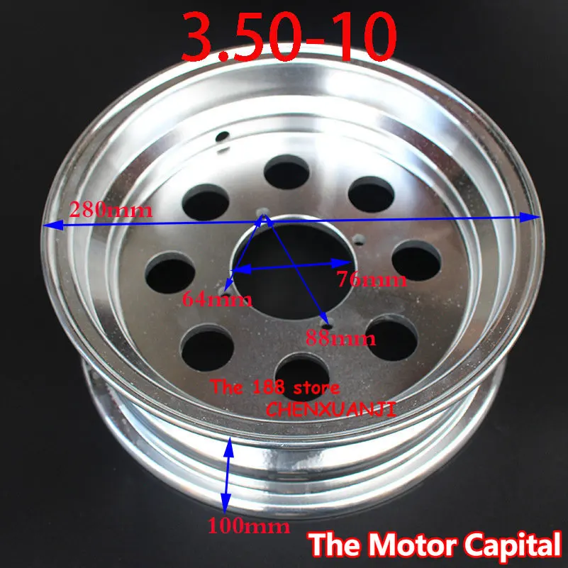 

2.75 / 3.00-10 3.50-10 Inch 8 Hole Vacuum Aluminum Rims For Monkey Bike Small Motorcycle10 inch Wheel hub