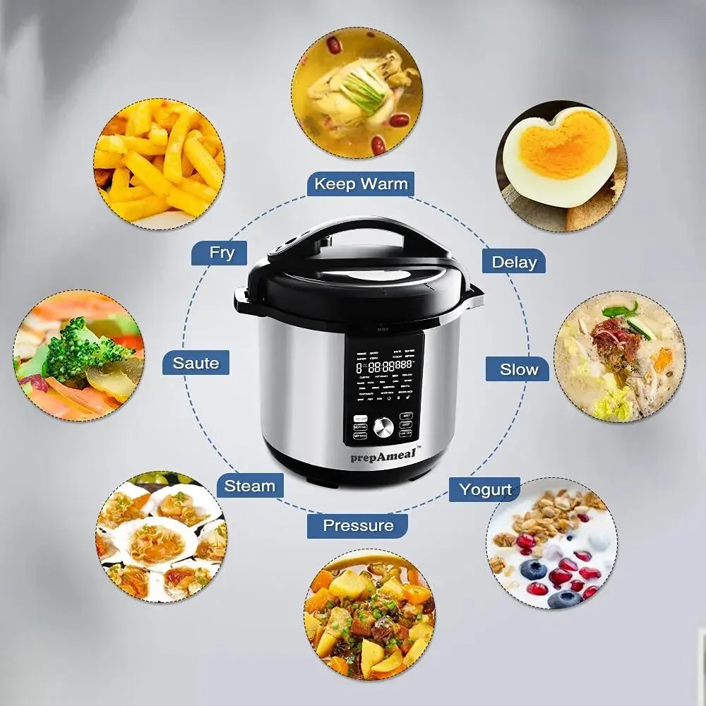 8Qt Pressure Cooker & Air Fryer Combo with Pressure Lid and Air-Fry Lid - 7-in-1 cooking Modes, Easy Read LCD Display, 27 Preset
8Qt Pressure Cooker & Air Fryer Combo with Pressure Lid and Air-Fry Lid - 7-in-1 cooking Modes, Easy Read LCD Display, 27 Preset
