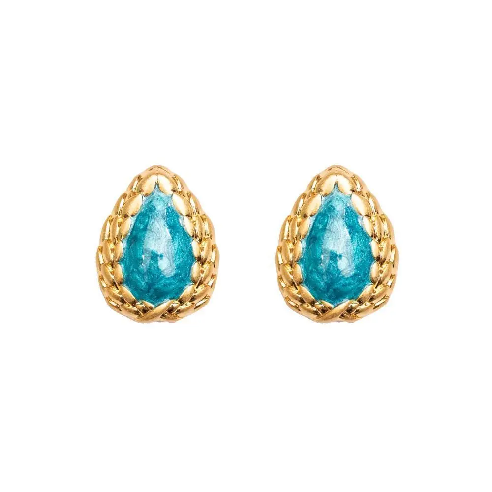 

Vintage 14K 10K Real Gold Filled Teardrop Turquoise Ear Studs Blue Gemstone Ear cuff Huggie Earring Birthday Gift Party Jewelry