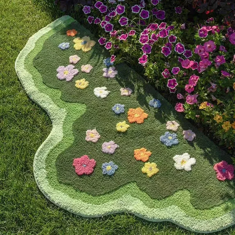 

Tufting Plants Flower Carpet Green Moss Living Room Bedroom Rug Soft Hallway Area Floor Pad Mat Doormat Aesthetic Home Art Decor