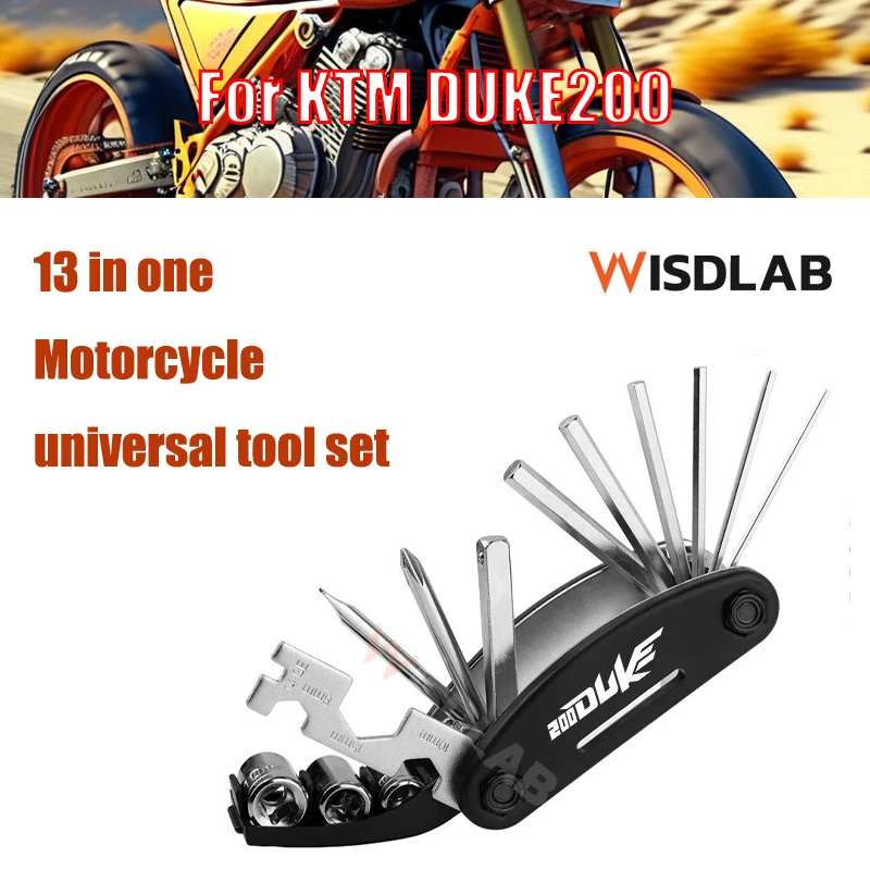 Набор инструментов для ремонта велосипедов 13 в 1 для KTM DUKE200, комплект инструментов с шестигранными спицами, отвертки, гаечные ключи, Наборы инструментов для горного велосипеда
Набор инструментов для ремонта велосипедов 13 в 1 для KTM DUKE200, комплект инструментов с шестигранными спицами, отвертки, гаечные ключи, Наборы инструментов для горного велосипеда