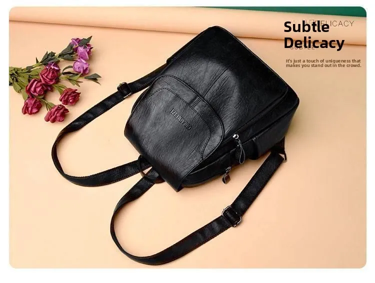 Women's Large Capacity Casual PU Leather Backpack Versatile Shoulder Bag Can Be Stickered for Labeling Work Leisure Travel Women's Large Capacity Casual PU Leather Backpack Versatile Shoulder Bag Can Be Stickered for Labeling Work Leisure Travel