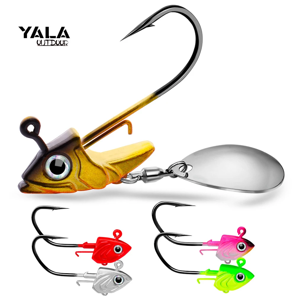 

7g 10g 15g Jig Head Fishing Hook with Willow-Shaped Blade Swimbait Jig Heads Spinner For Sea Carp Soft Lure Tackle Accessories