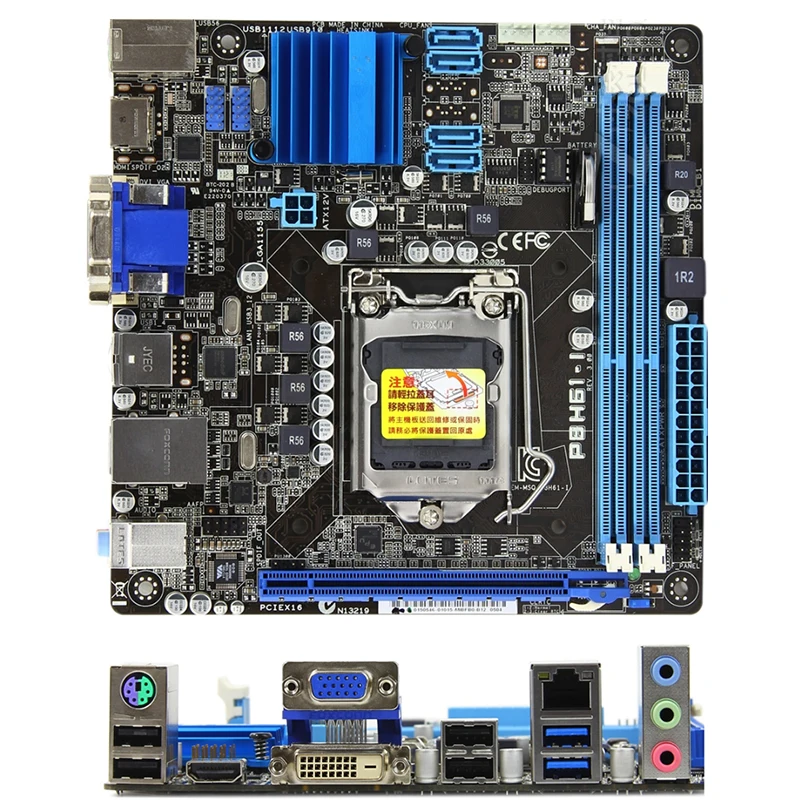 

Материнская плата Intel H61 P8H61-I MINI ITX HTPC, б/у оригинальная материнская плата LGA1155 LGA 1155 DDR3 16 ГБ USB2.0 SATA2 для настольного компьютера