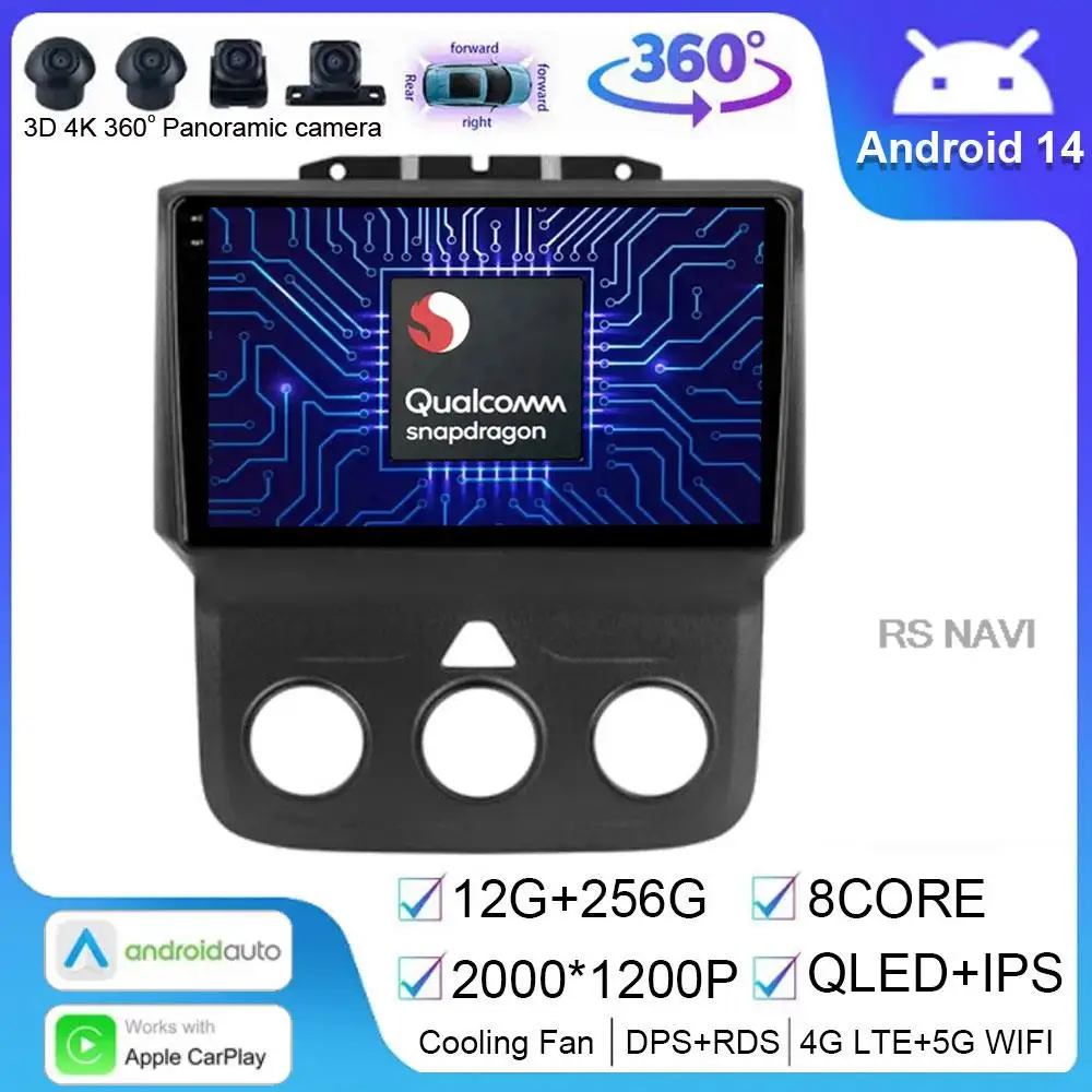 

Android 14 For Dodge Ram 4 IV DJ DS 2013 - 2019 Car Radio Navigation GPS Multimedia Video Player No 2din 5G Wifi Stereo DSP Auto