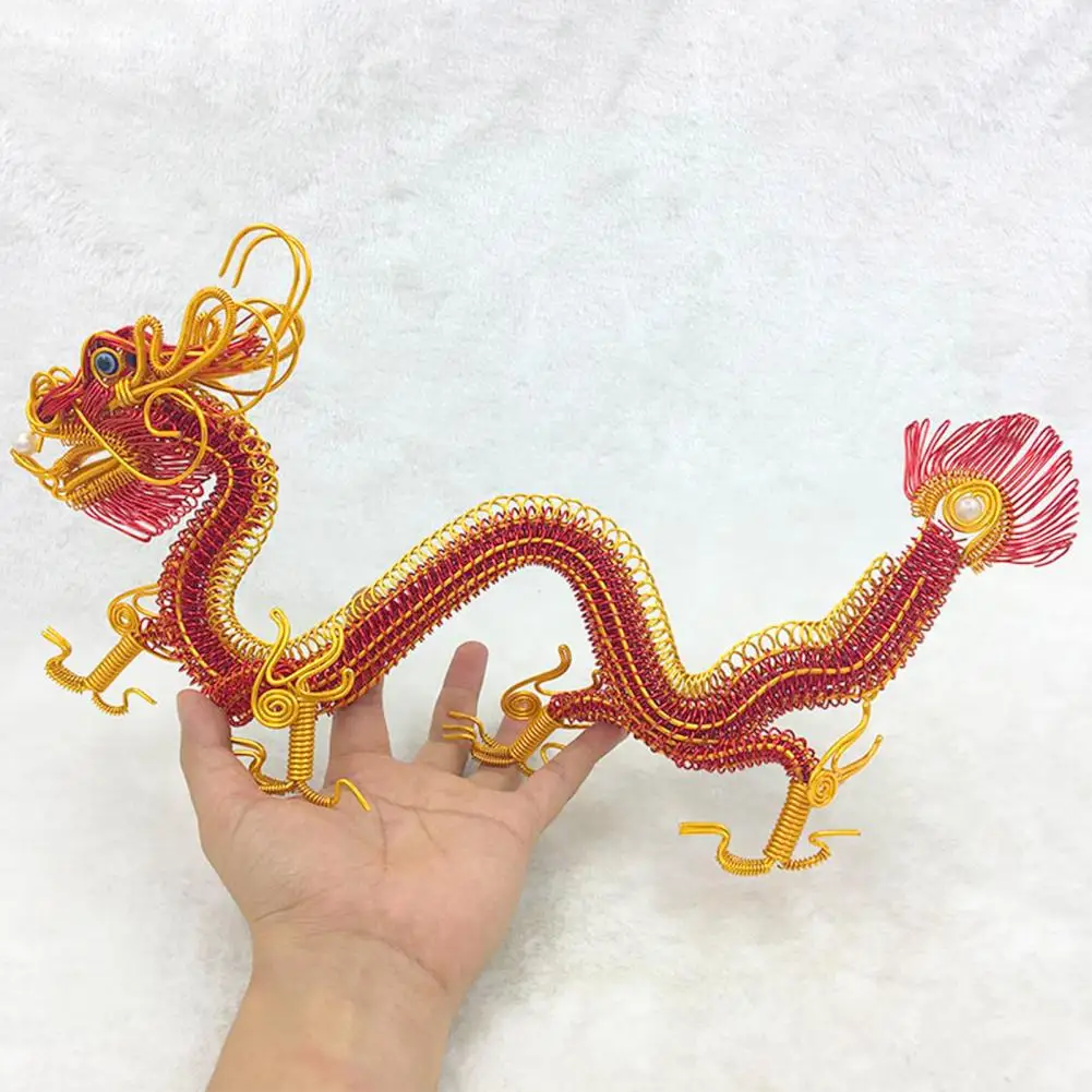 

Dragon Ornament Chinese Dragon Figurine Miniature Colorful Aluminum Wire Weaving Zodiac Craft Ornament for Car Home Office