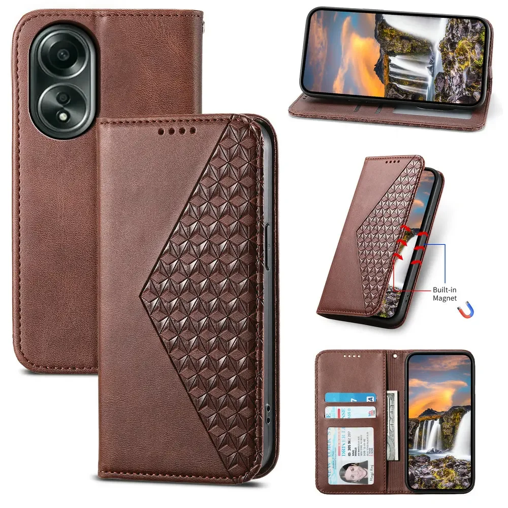 

For OPPO A79 A58 A38 A 78 4G Book Case Magnetic Leather Texture Flip Shell OPPO A18 A78 A17 A 58 17 18 79 5G Wallet Phone Cover
