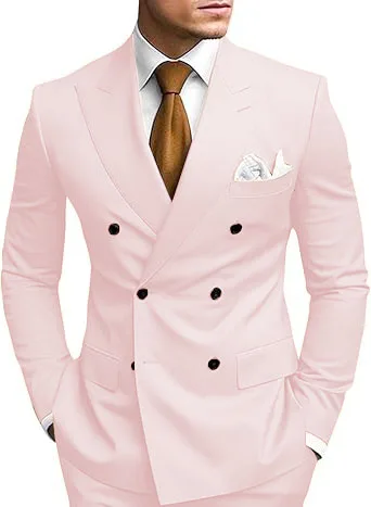 طقم ملابس رجالي مكون من قطعتين مزدوج الصدر، بدلة مزدوجة الشق لفساتين الزفاف، بدلة كاجوال للتخرج طقم ملابس رجالي مكون من قطعتين مزدوج الصدر، بدلة مزدوجة الشق لفساتين الزفاف، بدلة كاجوال للتخرج