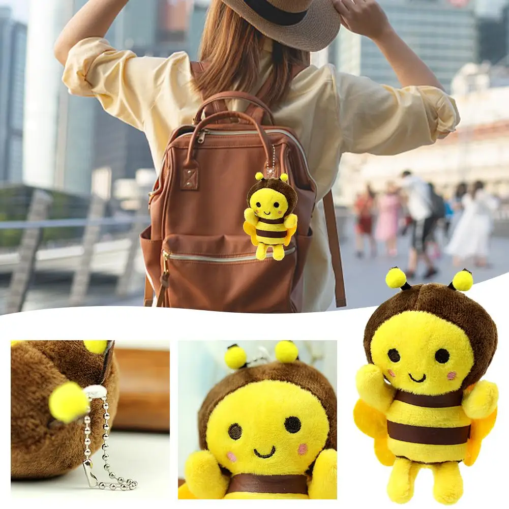 

12cm Bee Plush Doll Toy Animation Bee Festival Gift Bag Activity Keychain Pendant Decoration Backpack Pendant Small U1C6
