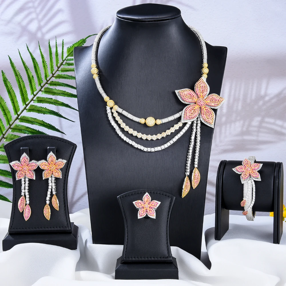 Missvikki Luxury Trendy Flower Jewelry Sets Blossom Nigerian For Women Wedding Cubic Zircon CZ Chokers Dubai Bridal Fashion
Missvikki Luxury Trendy Flower Jewelry Sets Blossom Nigerian For Women Wedding Cubic Zircon CZ Chokers Dubai Bridal Fashion
