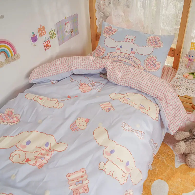 Sanrio Kawaii Cinnamoroll Dormitory Three-Piece Sets Girls Heart Cartoon Anime Quilt Cover Sheet Pillowcase Bedding Toys for Kid
Sanrio Kawaii Cinnamoroll Dormitory Three-Piece Sets Girls Heart Cartoon Anime Quilt Cover Sheet Pillowcase Bedding Toys for Kid