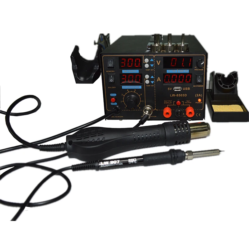 800W desoldering stations LCD display USB Interface hot air gun dc power supply 3 in 1 heat solder station
800W desoldering stations LCD display USB Interface hot air gun dc power supply 3 in 1 heat solder station