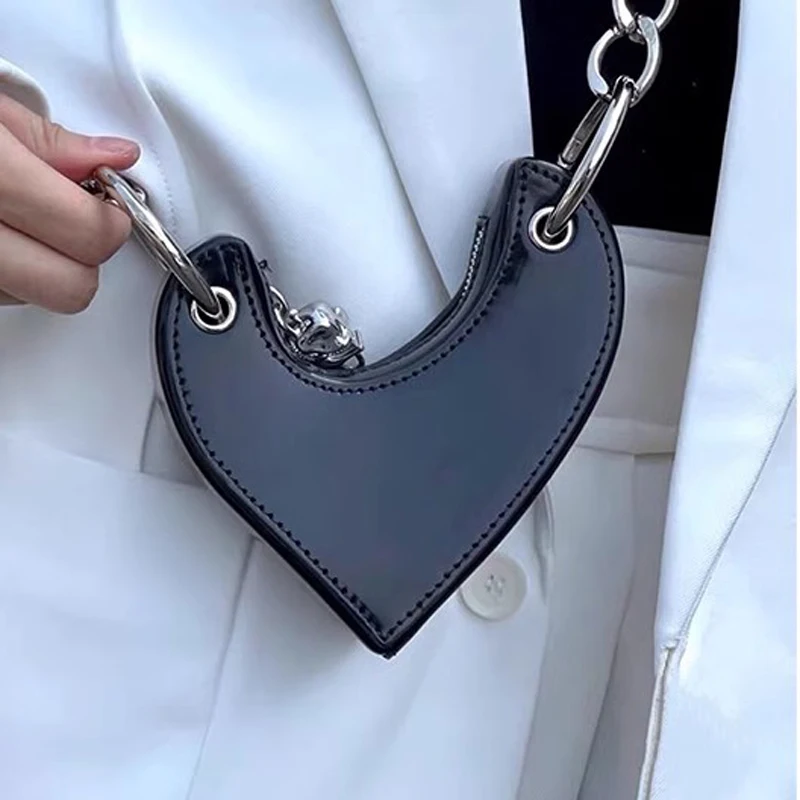 

Design Senior Sense Chain Handheld Armpit Bag Heart-shaped All-match PU Leather Crossbody Bag Women's Bag Strange Style Handbag