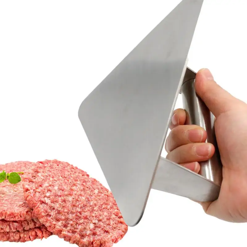 

304 Stainless steel Smash Hamburger Maker Triangle Press Tool For Grill Steel Meat Press With Handle Bacon Patty Maker