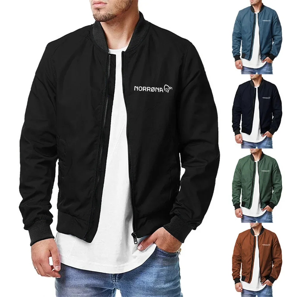 

NORRONAMen's light bomber hunter, zippered flying jacket, informal college flying windbreaker, winter coat, waterproof clothing