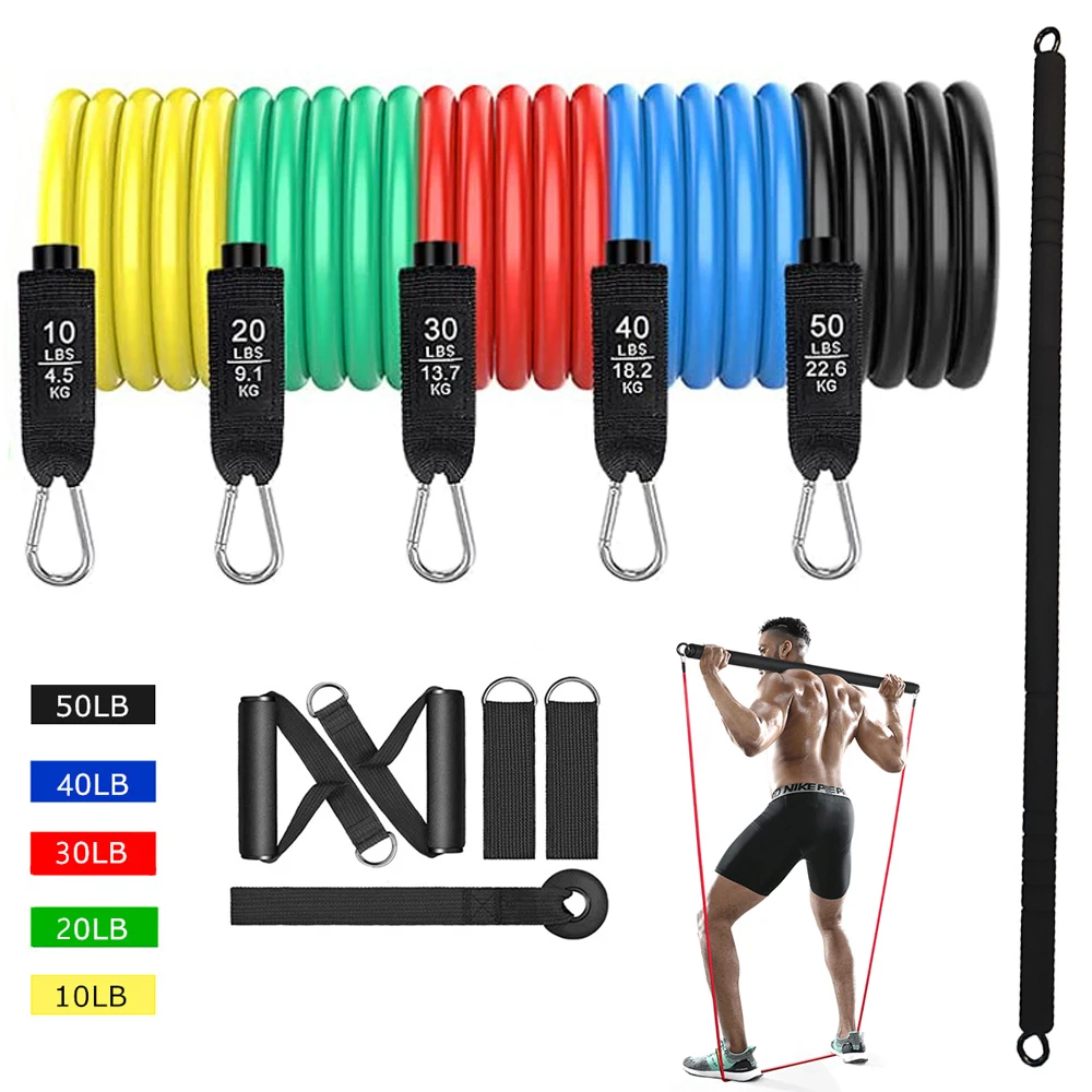 Pilates Bar with Resistance Band Height and Resistance Adjustable Strength Training Expander Portable Home Workout Gym Equipment
Pilates Bar with Resistance Band Height and Resistance Adjustable Strength Training Expander Portable Home Workout Gym Equipment