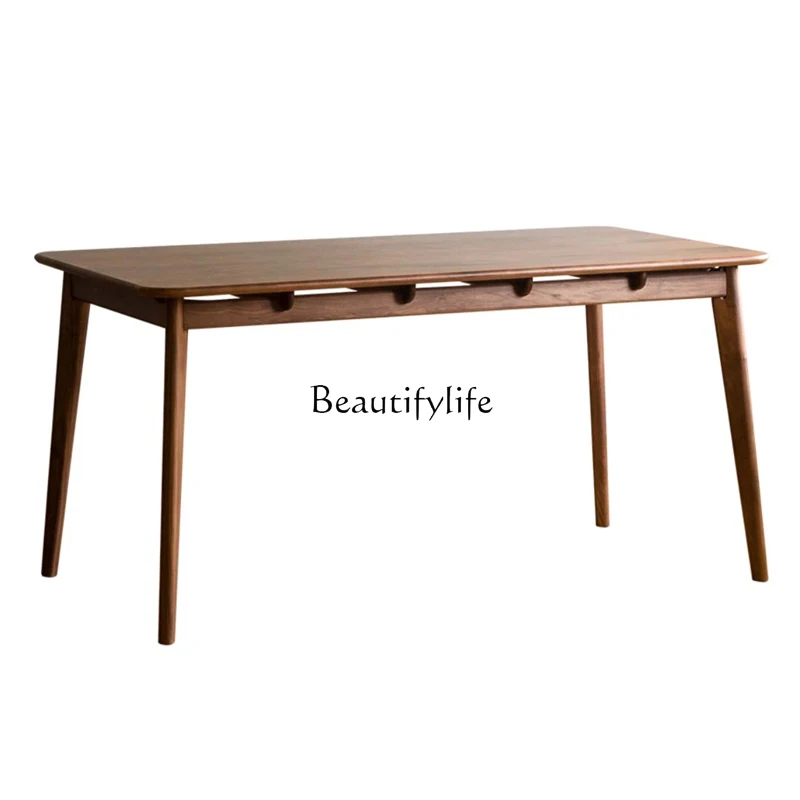 Solid Wood Dining Table Nordic Black Walnut Household Rectangular Dining Table Minimalist Japanese Style Dining Table
Solid Wood Dining Table Nordic Black Walnut Household Rectangular Dining Table Minimalist Japanese Style Dining Table