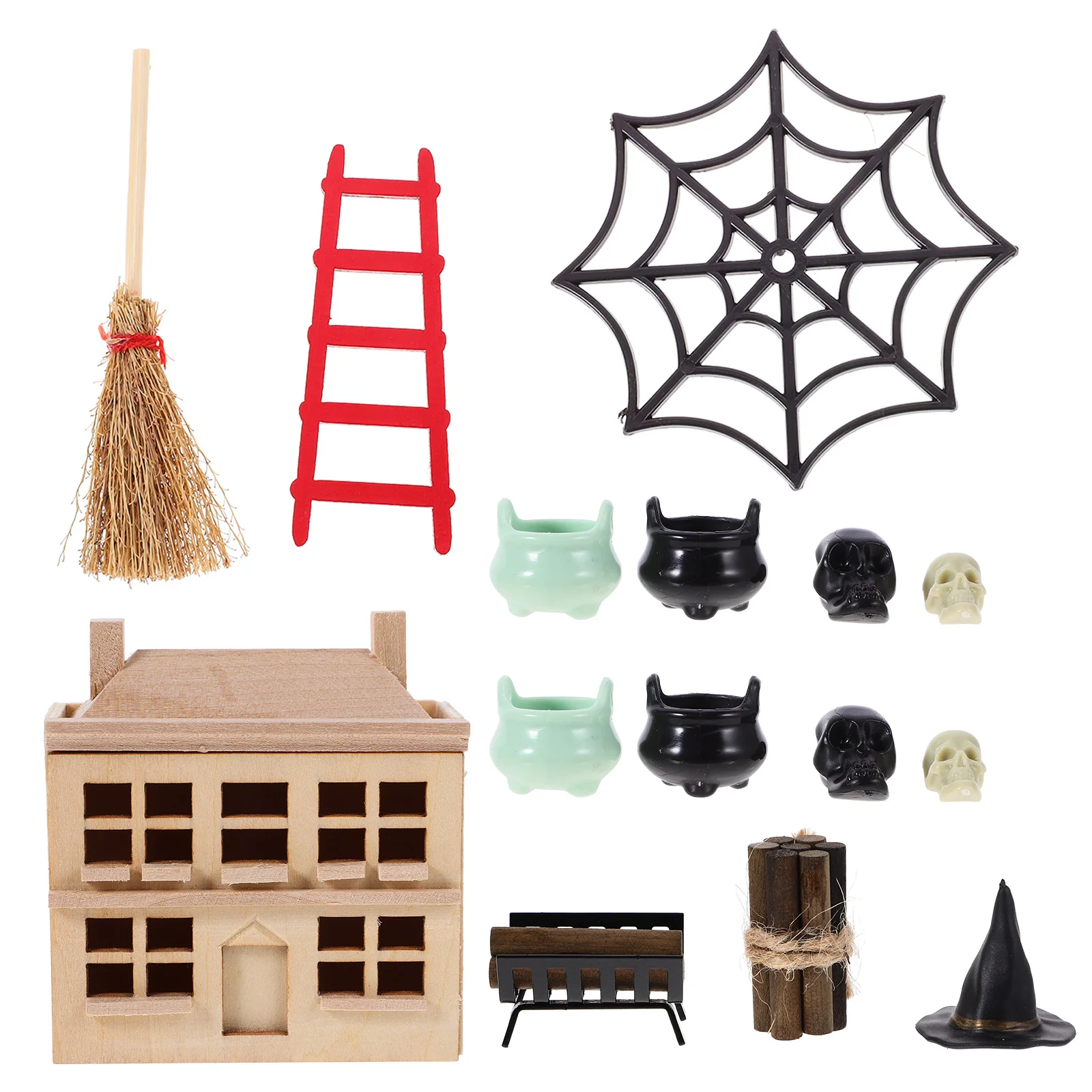 

Миниатюрные украшения для кукольного домика, набор для Хэллоуина, подарочные украшения, набор аксессуаров, деревянная деталь