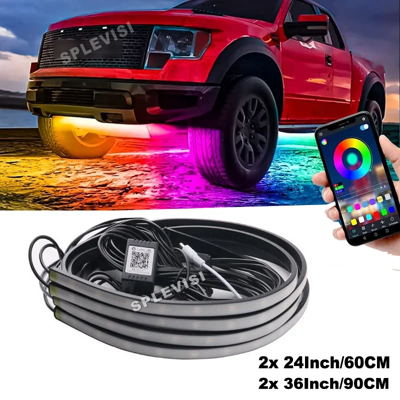 

Universial APP Control RGB DC 12V LED Underbody Underglow Car Neon Tube Strip Chassis Atmosphere Lamp Light Kit