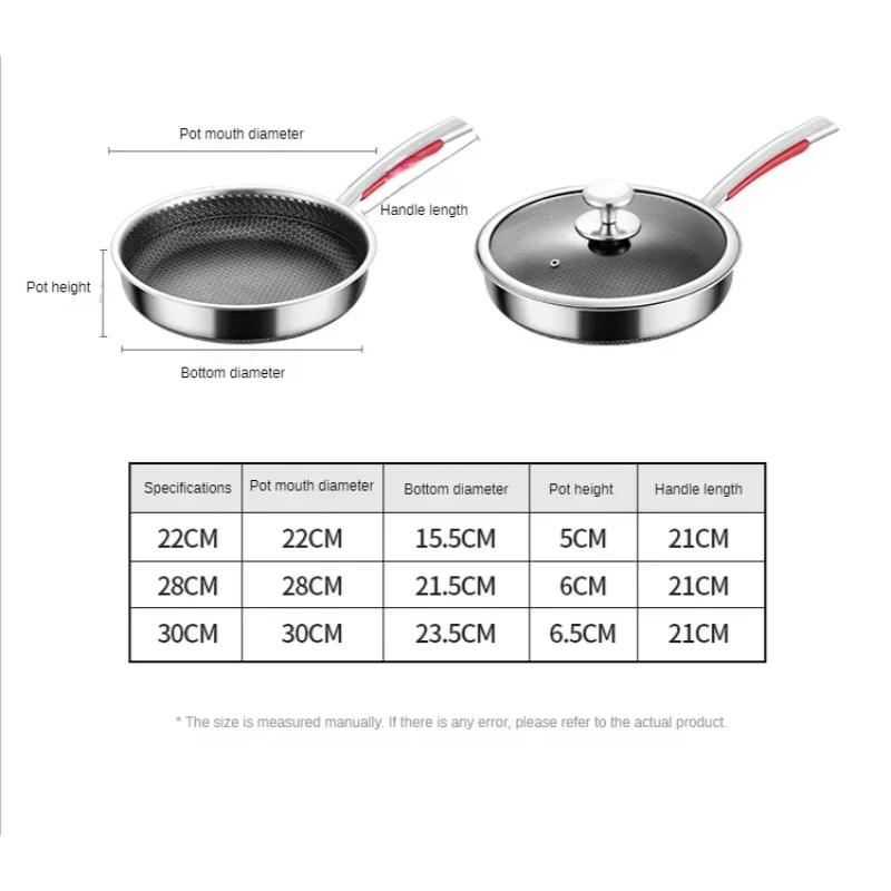 

Steak Honeycomb Pan 316 Omelet Frying Stainless Multi-functional Home Wok Steel Pans Non-stick Products New Pancake