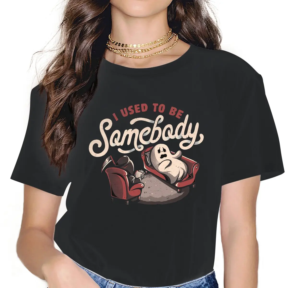 Cool I Used to Be Somebody T-Shirts for Women Round Collar 100% Cotton T Shirts Baphomet Satan Lucifer Short Sleeve Tees Printed
Cool I Used to Be Somebody T-Shirts for Women Round Collar 100% Cotton T Shirts Baphomet Satan Lucifer Short Sleeve Tees Printed